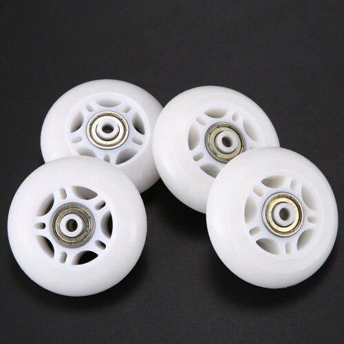 8 Pack Inline Skate Wheels Beginner's Roller Blades Replacement Wheel with Bearings 70mm White 1