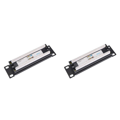 2X CAT6 8  Patch Panel Rack Network 6.89 Inch 1U Rack Mount with RJ45 Socket for Household Distribution Frame
