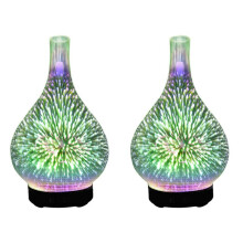 2X 3D Firework Glass USB Air Humidifier with 7 Color Led Night Light Aroma Oil Diffuser Cool Mist Maker Black EU Plug