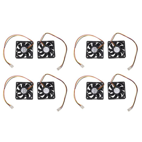 60Mm 6Cm  12V 3 Pin Computer Case CPU Cooler Cooling Fan Black 8 Pcs