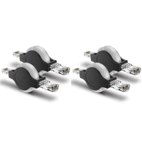 4PCS Portable RJ45 Cat 5 5E Retractable Ethernet LAN Network Patch Cable 10/100 Mbps 1.5M/5FT