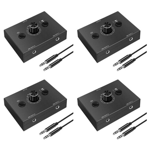 4X 3.5mm Audio Switcher, 2 Input 1 Output/1 Input 2 Output Audio Splitter Switcher, One-Key Mute Button