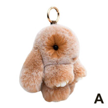 (Khaki/One size) 15cm Cute Charm Key Chain Bag pendant Plush Bunny Toy NEW- Rabbit