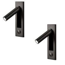 2X Reading Lights,Headboard Wall Light Reading Light Recessed Push Wall Lamps for Living Room, Bedroom Black