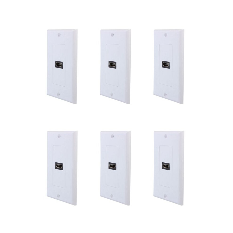 6X New 1-Port Wall Face Plate Panel Cover Coupler Outlet Extender 3D 1080P White 6031136395153