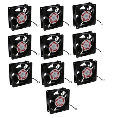 10X AC 220-240V 0.14A 120mmx120mm Metal Computer CPU Fan Black