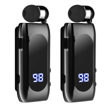 2X K55 Lavalier Retractable Headset BT5.2 Call Reminder Vibration Motion Clip Driver Auricular Headset PK F920 Black