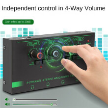 2X 6 Channels Headphone Amplifier HA400 Ultra-Compact Stereo Audio Amplifier Earphone Amp for Music