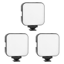 3X LED Video Light Photography 2W Dimmable 6500K Fill Panel Lamp for Camera Smartphone Laptop