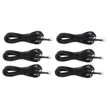6X 6P6C RJ11 Telephone Extension Fax Modem Cable 5M Length Black