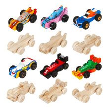 12 Stück Unbehandelte Holzautos, Holz DIY Autos Bastelset für Schüler Heimaktivitäten Einfaches Holzarbeiten