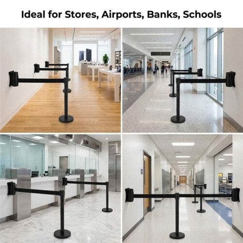 Wall Mounted Retractable Belt Barrier, 2 Pack Crowd Control Wall Barrier with 16.4 Ft Belt for Retail Stores 1