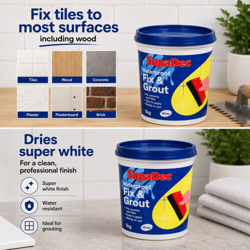 2 White Fix Grout Tub Waterproof Tile Adhesive Ready To Use 2