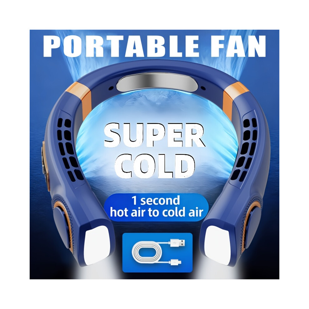(A) Portable Wearable Cooling Fan, All-Round 360 Personal Cooling Air Conditioning Fan, Silent Strong Wind Handheld Cooling, 6272436591023