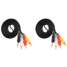2X 4.9Ft Lang 3,5 mm Klinke Auf 3 Cinch Stecker Adapter AV-Verlaengerungskabel fuer TV VCD DVD
