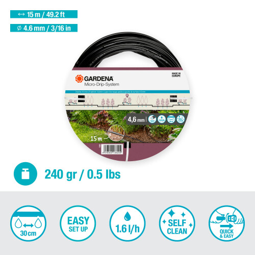Gardena Gardena Micro-Drip System Above-Ground Drip Irrigation Line 4.6 mm (3/16 inch): 1