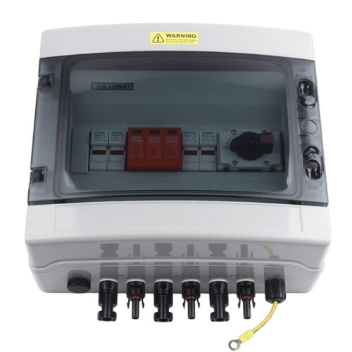Solar PV  Combiner Box 2 Input 1 Out 1000V IP65 Waterproof Rainproof Electrical Box with Protection MCB SPD 1