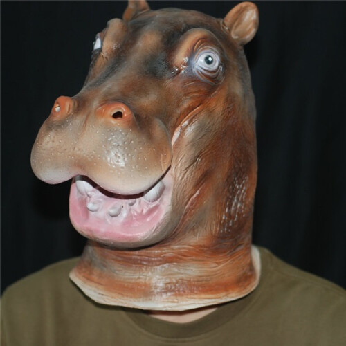 Tiermaske aus Latex mit Nilpferd-Kopfbedeckung 2