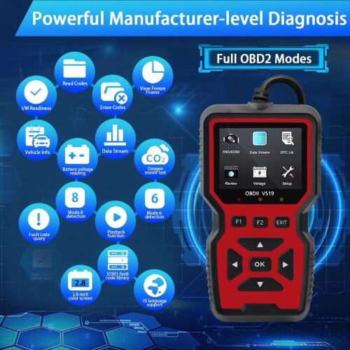 Outil de diagnostic OBD2Scanner avec réinitialisation des codes et modes 6 et 8 2