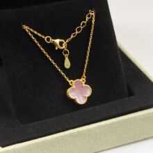 (Style 45, 15mm) Silver Tone Red Enamel Four Leaf Clover Pendant Necklace, Adjustable Extension Chain Lucky Charm Jewelry