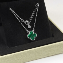 (Style 40, 15mm) Silver Tone Red Enamel Four Leaf Clover Pendant Necklace, Adjustable Extension Chain Lucky Charm Jewelry