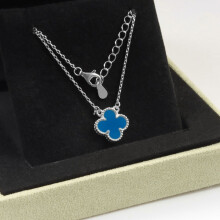 (Style 41, 15mm) Silver Tone Red Enamel Four Leaf Clover Pendant Necklace, Adjustable Extension Chain Lucky Charm Jewelry