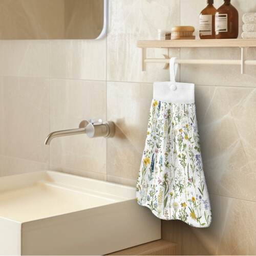 Flower Kitchen Hanging Towel Set 3-Piece with Loop 2