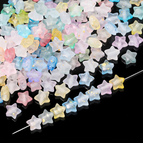 Acrylic star bead gradient color with gold sparkles 10mm 1