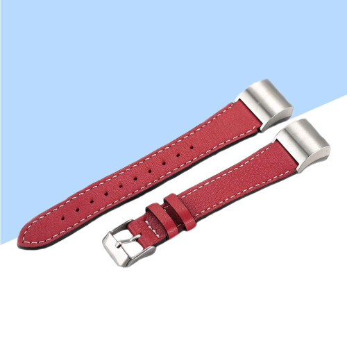 Genuine Cowhide Leather Watch Band for Fitbit Charge 2 Red 1