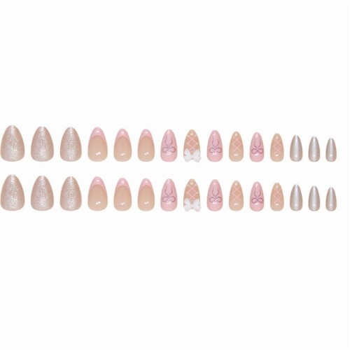 Medium Almond Fake Nails French Tips 24 pcs 1