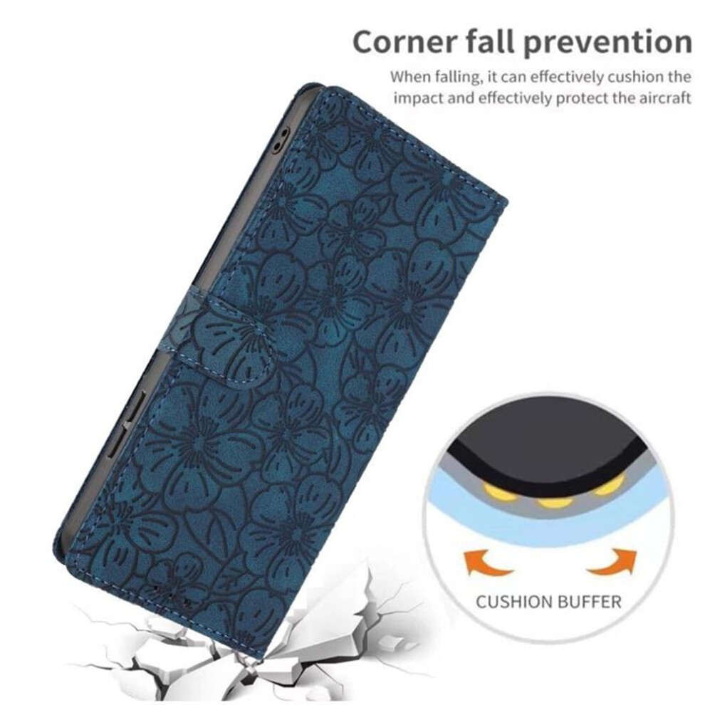 Cherry Blossom Embossed Leather Flip Wallet For Samsung 9165521192465
