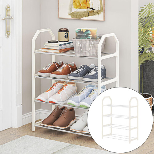 Stackable Metal Shoe Rack White 3-Tier 1