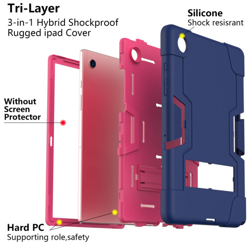 Custodia resistente a 3 strati per Samsung Galaxy Tab A8 10.5, colore blu navy 2