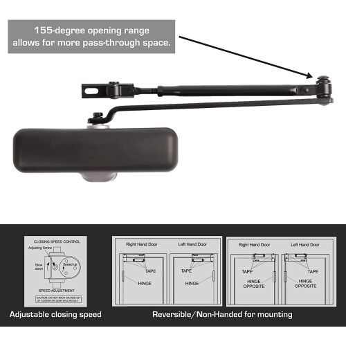 Door Closer Heavy Duty Matte Black Size 3 155 1