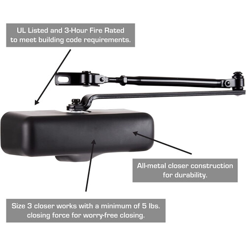 Door Closer Heavy Duty Matte Black Size 3 155 2