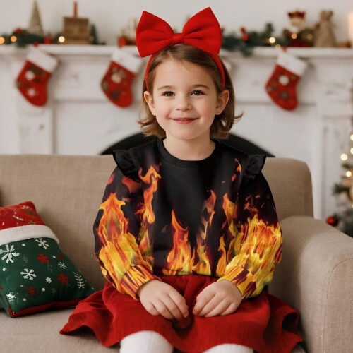 Mädchen-Pullover-Hoodie mit Rüschen an den Schultern, Größe 7-8 Jahre 1