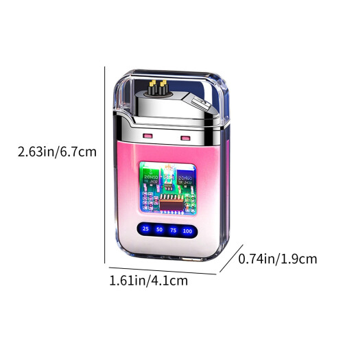 Lyserød transparent dobbeltbuet lighter USB-drevet vindtæt 1