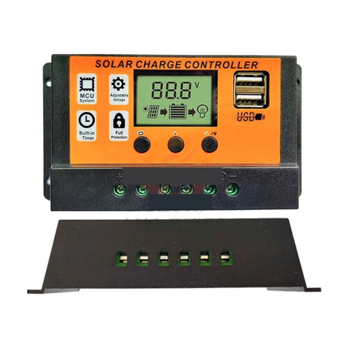 Solcelleladerkontroller 12V/24V 100A med LCD USB 1