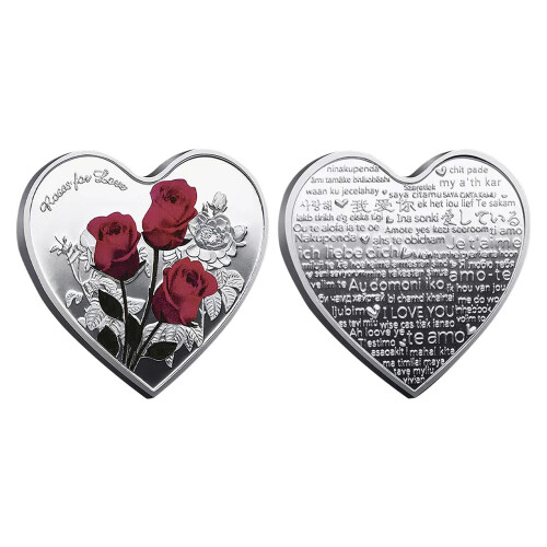 Rose-Plated Heart Coin Set for Couples, 52 pcs 2