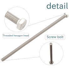 M6 x 150mm Fully Threaded Stainless Steel Hex Screw Bolt 4 Pcs