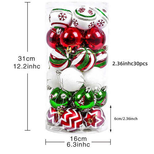 Godom Christmas Tree Ornaments Red Green 30PC 2
