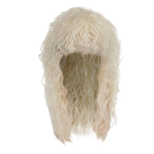 Women's Long Curly Black Wig 80s Rock-Punk Style 1
