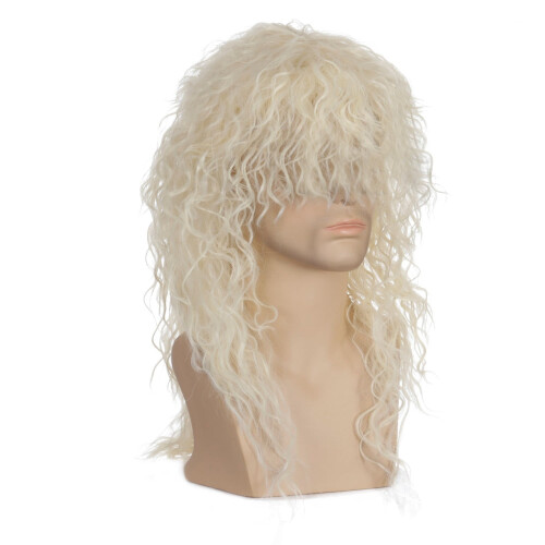 Women's Long Curly Black Wig 80s Rock-Punk Style 2
