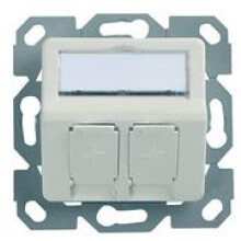 Telegärtner Modulträger,UP-Dose,f. 2xAMJ/AMJ-S-Mod./Kupp.,AW, 30Grad, 50x50 design, ohne Rahmen, (Keystone)