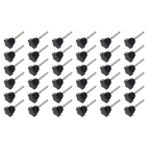 36 Pcs M6 X 50 mm Locking Star-Shaped Plastic  Male Thread Knob Grip 1