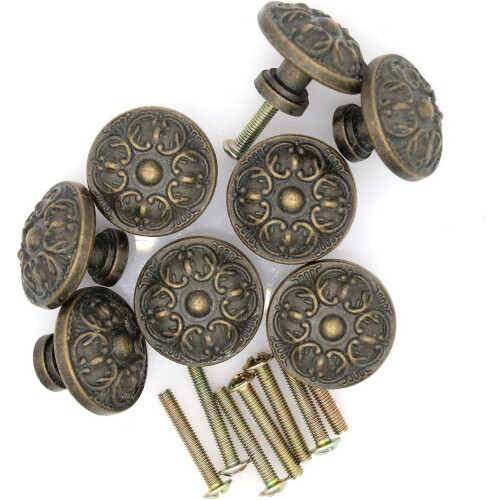 Antique Drawer Pulls Round Vintage Handles Bronzed 8 pcs 1