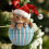 Christmas Cat Ornament 2D Flat Kitten with Santa Hat Red 8