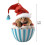 Christmas Cat Ornament 2D Flat Kitten with Santa Hat Red 5