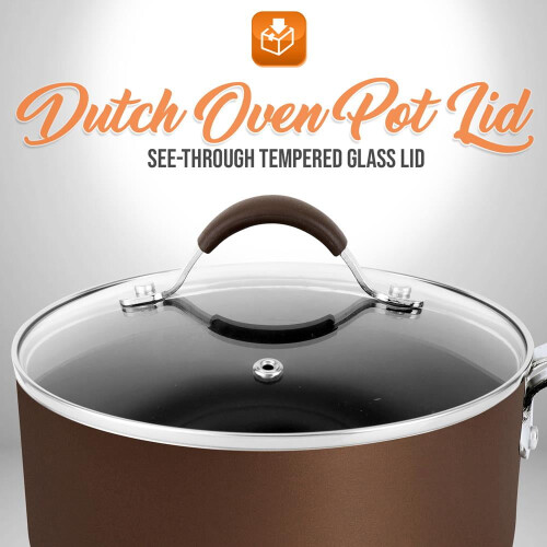 NutriChef Dutch Oven Lid Tempered Glass Brown 1