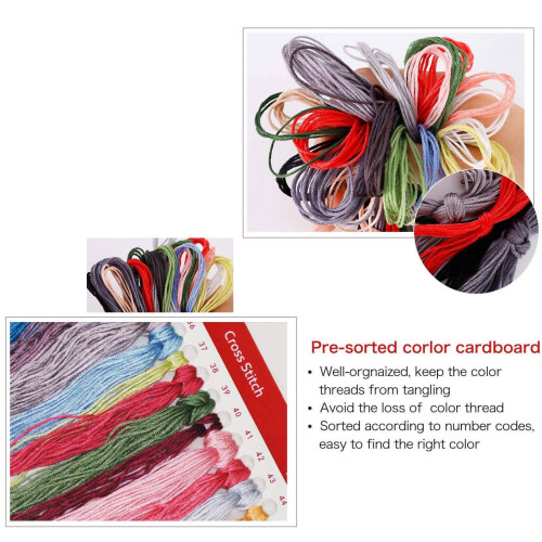 Cotton Embroidery Kit Printed Pattern 11CT 21.6x16.9 Inch 1